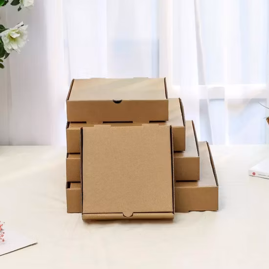 뜨거운 판매 사용자 정의 로고 우아한 브라운 크래프트 Carboard 종이 피자 상자